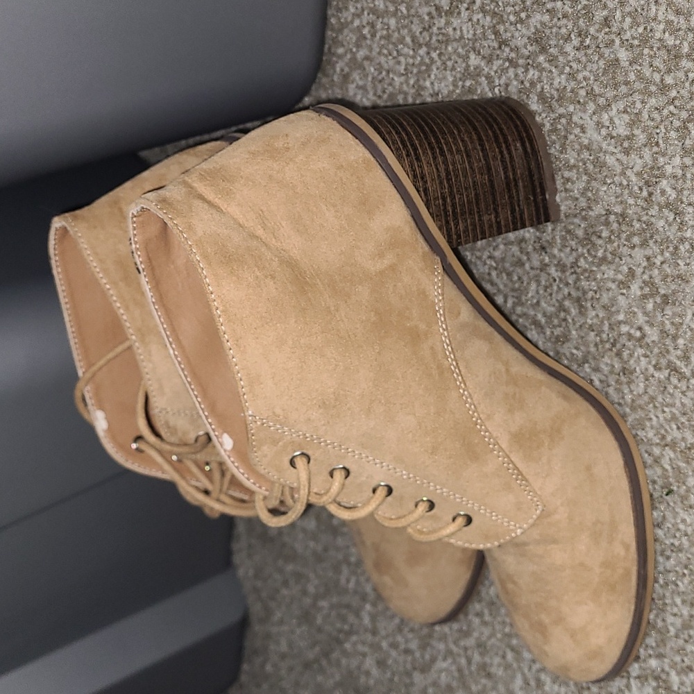QUPID High Heel Lace Up Ankle Boots